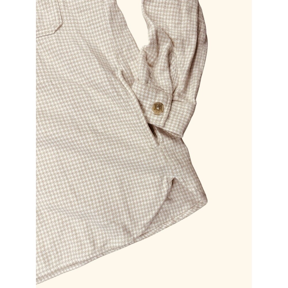 Hollister Women’s Oversized‎ Shirt Jacket Brown Cream Check XL Shacket Flannel - Picture 4 of 10
